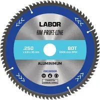 Labor HM cirkelzaagblad aluminium 250x30x2,8mm 80T