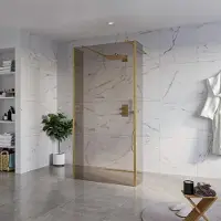 FortiFura Galeria Vrijstaande Inloopdouche - 100x200cm - Rookglas - antikalk - 8mm veiligheidsglas - 2 zijwanden 30cm - wandsteunen en hoekprofielen - Geborsteld Messing PVD (Goud) SW927770
