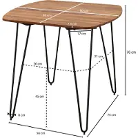 Wohnling Eettafel KELA, 80x80x76 cm, massief sheeshamhout