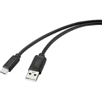 Renkforce USB-kabel USB 2.0 USB-C stekker, USB-A stekker 2.00 m Zwart Met anti-microbacterieel oppervlak RF-4695144