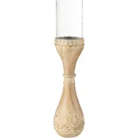 J-Line Kandelaar kralen mango hout naturel/wit large