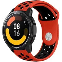 Strap-it Siliconen sport bandje - geschikt voor Xiaomi Watch S1 (Active/Pro) / Watch 2 Pro / Watch S3 / Mi Watch / Amazfit Balance / Amazfit Bip 5 - rood/zwart