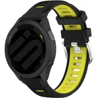 Strap-it Smartwatch siliconen sport bandje - geschikt voor Garmin Vivoactive 4 (45mm) / Venu 2 / Venu 3 / Forerunner 255 / Forerunner 265 - zwart/geel