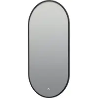 Guido Gusto Ovale badkamerspiegel Alessandro mat zwart met verwarming, LED verlichting en touch sensor 40x80cm