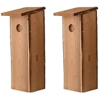 Best for birds 2x Houten vogelhuisjes/nesthuisjes 54 cm voor spechten - Vurenhouten