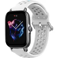 Strap-it Siliconen sport bandje met gaatjes - Geschikt voor Xiaomi Amazfit Bip / Bip Lite / Bip S / Bip U / Bip U Pro / Amazfit GTS / GTS 2 / GTS 3 / GTS 4 - Mini bandje - Sport bandje - Wit