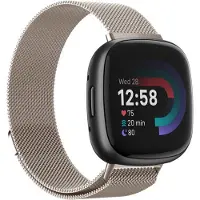Strap-it Smartwatch bandje - Milanees bandje - geschikt voor Fitbit Versa 4 / Fitbit Sense 2 - sterrenlicht - Maat: Maat L