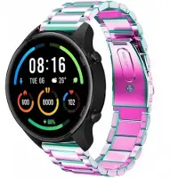 Strap-it Stalen schakel bandje - geschikt voor Xiaomi Mi Watch / Xiaomi Watch S1 (Pro/Active) / Watch 2 Pro / Watch S3 / Amazfit Balance / Bip 5 - parelmoer