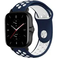 Strap-it Sport siliconen bandje - geschikt voor Xiaomi Amazfit Bip / Bip S / Bip Lite / Bip U Pro / Bip 3 / GTS 1-2-3-4 - MIni / Amazfit GTR 42mm - blauw/wit