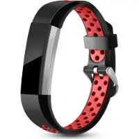 Strap-it Siliconen Smartwatch bandje - Geschikt voor Fitbit Alta / Alta HR sport bandje - zwart/rood - Horlogeband / Polsband / Armband - Maat: Maat S