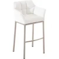 CLP Barkruk Tanja - Zithoogte 83 Cm - RVS - Kunstleer - Wit