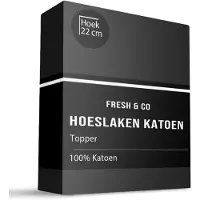 Fresh & Co Topper Hoeslaken Verkoelend - Katoen - Zwart 160 x 200 cm