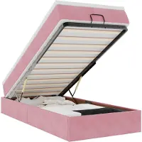 vidaXL Ottoman bed met matras 100x200 cm fluweel roze