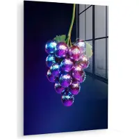 MuchoWow Glasschilderij 120x160 cm - Schilderij acrylglas - Paars - Disco - Feest - Druif - Foto op glas - Muurdecoratie woonkamer - Wanddecoratie slaapkamer - Schilderijen