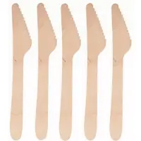 Papstar Houten wegwerp bestek messen - 150x stuks - 16 cm - Verjaardag/BBQ