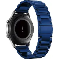 Strap-it Stalen schakel bandje 20mm - RVS bandje geschikt voor Xiaomi Amazfit GTS 1-2-3-4 / Bip / Bip Lite / Bip S / Bip U Pro / GTR 42mm - Huawei Watch GT 2 42mm / GT 3 42mm / GT 3 Pro 43mm - blauw