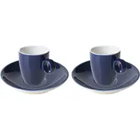 Maastricht porselein - Espresso kop en schotel - 2 stuks - 6,5 cl - Blauw - Porselein - Koffiekopjes