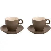 Maastricht porselein - Koffie kop en schotel - 2 stuks - 17 cl - Bruin - Porselein - Koffiekopjes