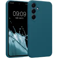 Kwmobile telefoonhoesje geschikt voor Samsung Galaxy A55 5G - TPU backcover met siliconen coating - Smartphone case in mat petrol