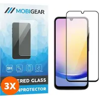Mobigear Screenprotector geschikt voor Samsung Galaxy A25 Glazen | Premium Screenprotector - Case Friendly - Zwart (3-Pack)