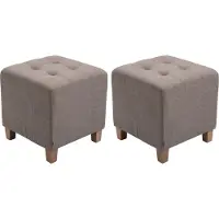 CLP Pharao Set van 2 hockers - Kruk - Vierkant - antiek-licht - taupe