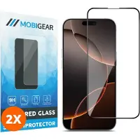 Mobigear Screenprotector geschikt voor Apple iPhone 16 Pro Max Glazen | Premium Screenprotector - Case Friendly - Zwart (2-Pack)
