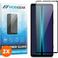 Mobigear Screenprotector geschikt voor Sony Xperia 1 V Glazen | Premium Screenprotector - Case Friendly - Zwart (2-Pack)