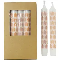 Rustik Lys Stearine dinerkaarsen By Kimmi met Marigold print set van 5 Ø 2,2 x 19 cm