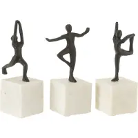 J-Line Figuur gymnast aluminium/marmer zwart/wit assortiment van drie