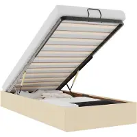 vidaXL Bedframe zonder matras 90x200 cm stof crèmekleurig
