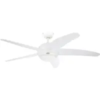 WESTINGHOUSE Bendan - Ventilator met vijf bladen, wit, wit / opaal, Woon-/ Eetkamer, Hout, Modern