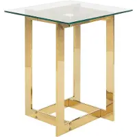 Beliani CRYSTAL - Bijzettafel - Goud - Glas