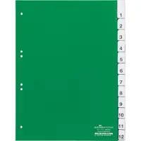 Durable 1 tot 12 Numerieke tabbladen A4 Groen 12 tabs PVC (Polyvinylchloride) 6 Gaten 6210