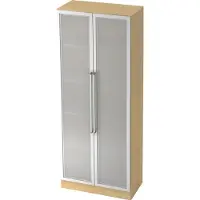 Hjh OFFICE PRO SIGNA G 7100G CE - Esdoorn/Zilver Hoogte van de map | 5 OH Kast met matglazen deuren Chrome metaal handgreep