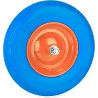 Relaxdays kruiwagenwiel 4.80 4.00-8 - volrubber - stalen velg - met as - anti-lek - blauw-oranje