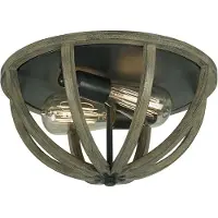 Elstead Lighting LED Plafondlamp Allier | 2X E27 Max 60W | Dimbaar | Weathered Oak Wood/Antique Forged Iron