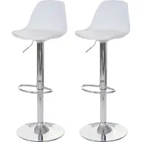 Mendler Set van 2 barkrukken -B14, barkruk barkruk draaikruk, kunstleer ~ wit