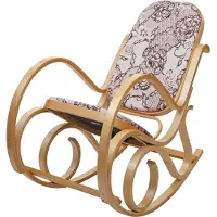 Mendler Schommelstoel M41, draaifauteuil TV-fauteuil, massief hout ~ eiken look, stof/textiel jacquard bruin