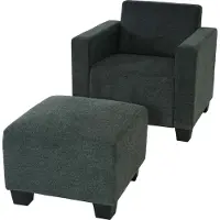 MCW Modulaire fauteuil Loungefauteuil met voetenbank Lyon, stof/textiel ~ antracietgrijs