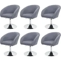 Mendler Set van 6 eetkamerstoelen -F19, keukenstoel draaistoel loungestoel, in hoogte verstelbaar ~ stof/textiel donkergrijs