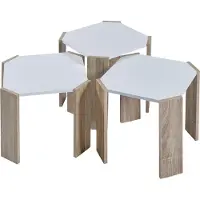 En.casa Bijzettafel set van 3 Rantasalmi eikenkleurig en wit
