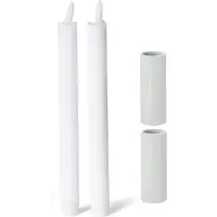 Novaliv Set van 2 kaarsenhouders, magnetische kandelaar, wit, 2,8 x 5 cm, LED premium kaarsen, tafelkaarsen, echte was, flikkerend effect, adventskrans kaarsenhouder, kersttafeldecoratie, scandinavische chic