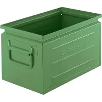 Schäfer Shop stapelbak, inhoud 13,4 l, 80 kg, inklapbare handgrepen, L 379 x B 207 x H 200 mm, plaatstaal, groen RAL 6011