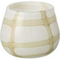 J-Line Windlicht fuzzy glas wit/groen