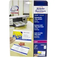 Avery C32016-25 Bedrukbare visitekaarten, gladde kant 85 x 54 mm Wit 250 stuk(s) Papierformaat: DIN A4