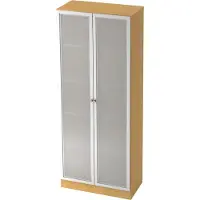 Hjh OFFICE PRO SIGNA K 6100G SG - Beuken/Zilver Hoogte van de map | 5 OH met knop Kast met matglazen deuren