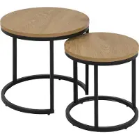 Ebuy24 Set van 2 salontafels Spiro - zwart/wilde eik