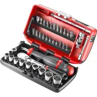 Facom compacte 1/4" doppenset 12 kant met ratel metstofdichte kop - inch - RL.NANO-U2