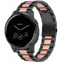 Strap-it Stalen bandje schakelarmband geschikt voor Garmin Venu 2s / Garmin Vivomove 3s / Garmin Vivoactive 4s bandje staal metaal schakels - Band smartwatch metaal - Zwart / Roze