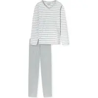 Schiesser Pyjama ' Casual Essentials ' grijs gemêleerd / wit